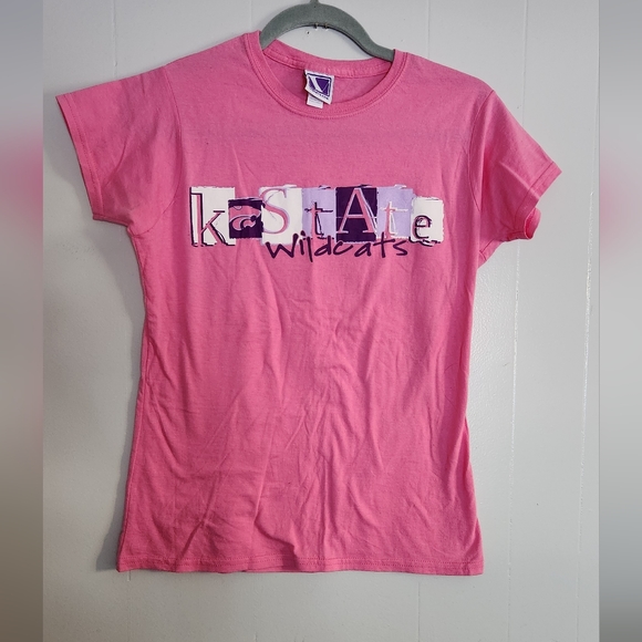 Pink, Lavender, White, and Purple K-State WIldcats Graaphic Tee - Size Large - Picture 1 of 4